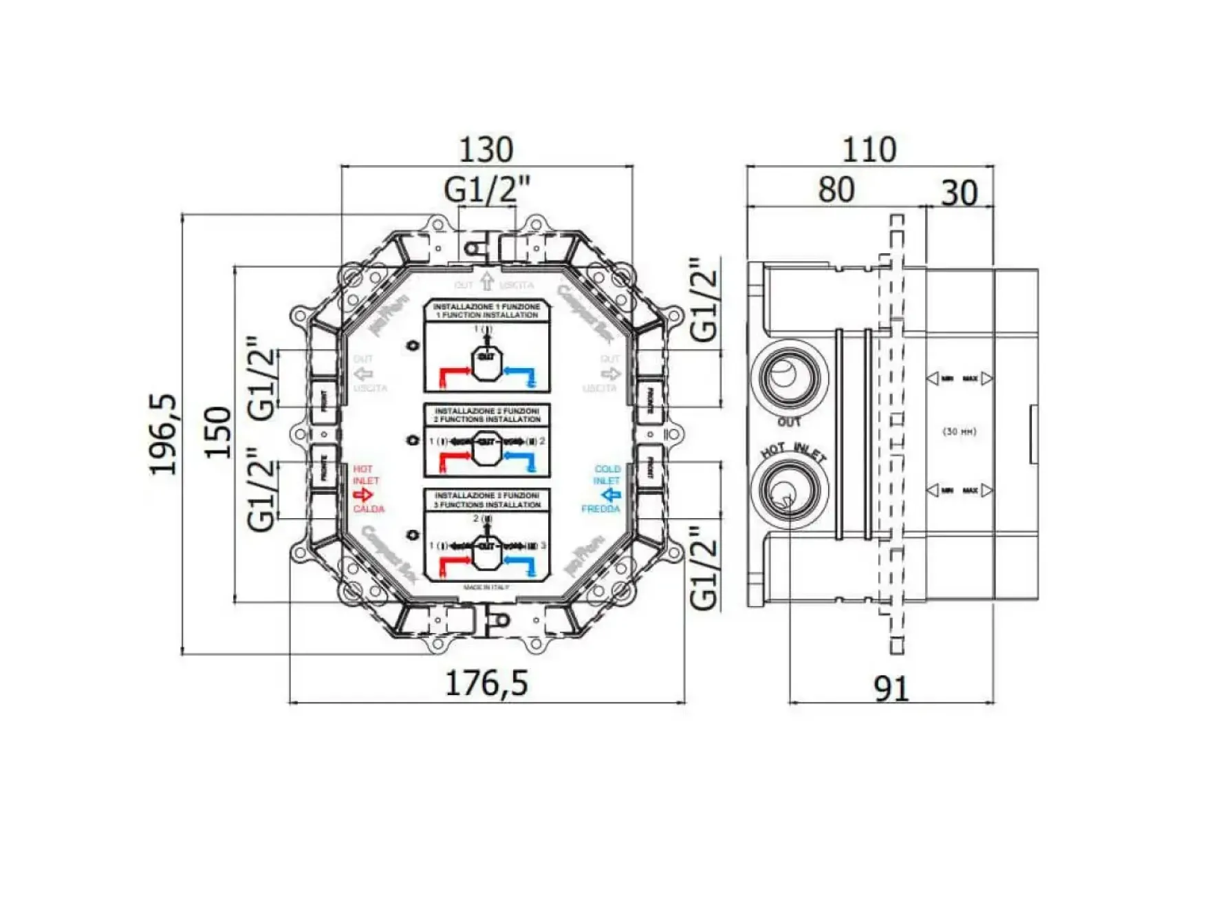 Душевой набор Paffoni Compact-T Tondo Steel, нержавеющая сталь (Kit Compact-T Tondo Steel) Фото - 1
